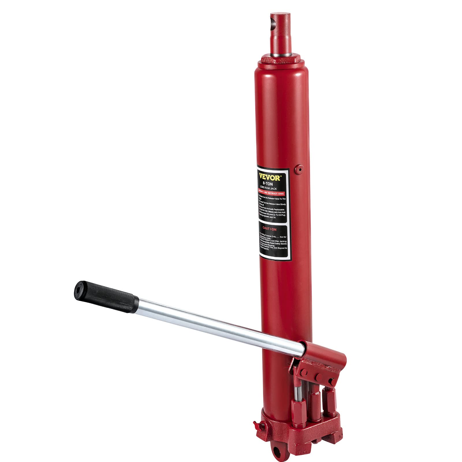 VEVOR Hydraulic Long Ram Jack, 8 Tons/17636 lbs Capacity, with Dual Piston Pump and Clevis Base, Manual Cherry Picker w/Handle,